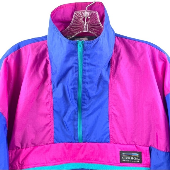 Sierra Sport Oversized Vintage 90's Color Blocked Windbreaker Pullover Sz S - Picture 3 of 10